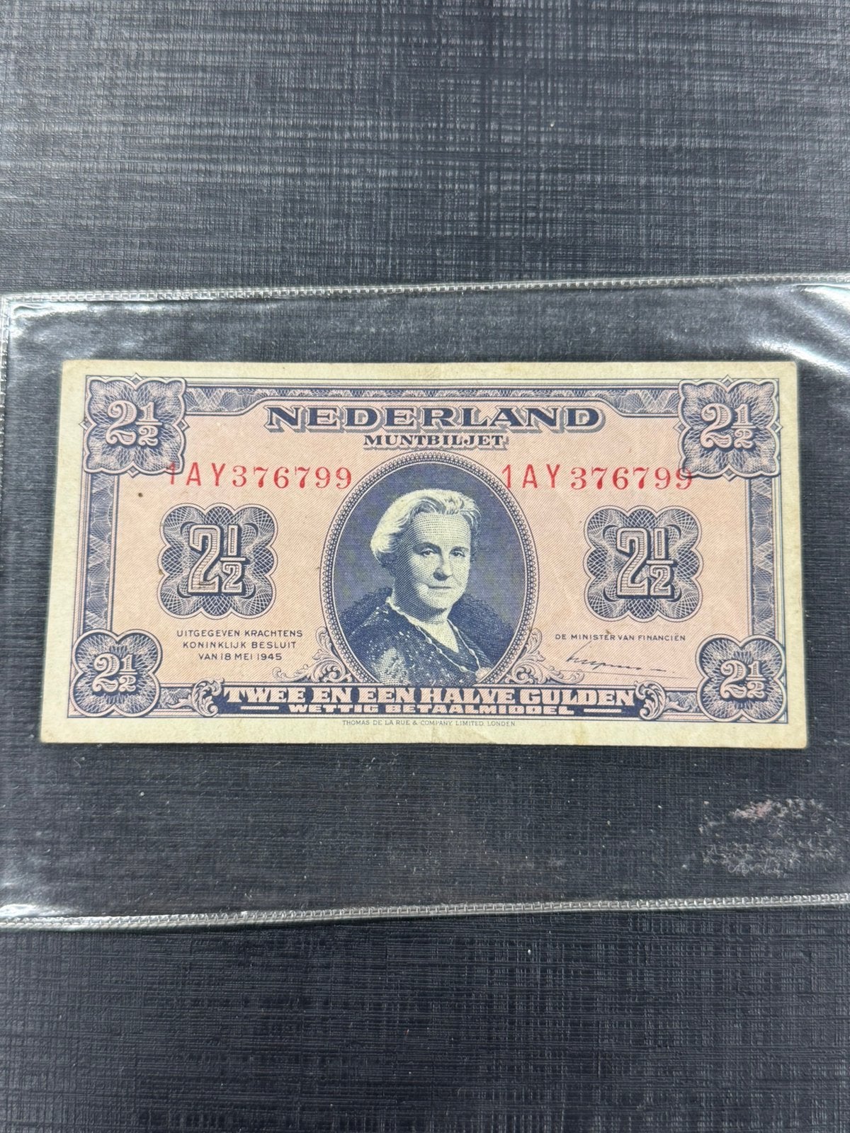 2,5 gulden muntbiljet 1945, Ophalen of Verzenden