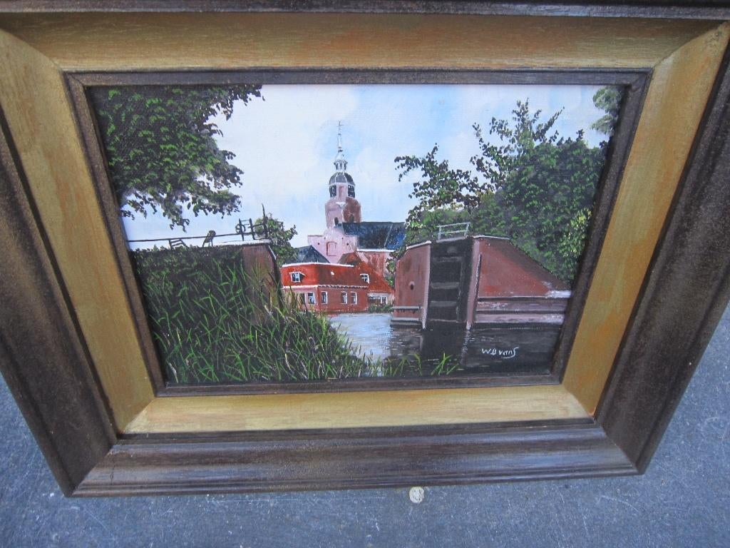 BLOKZIJL mooi oliev schilderijtje Gesign. Met Grotekerk, Antiek en Kunst, Kunst | Schilderijen | Klassiek, Ophalen