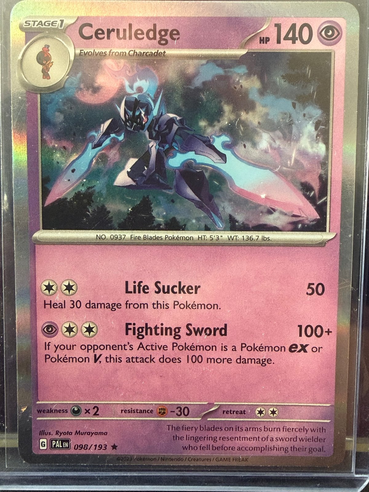 Pokémon TCG Ceruledge 098/193 Paldea Evolved, Hobby en Vrije tijd, Verzamelkaartspellen | Pokémon, Zo goed als nieuw, Losse kaart