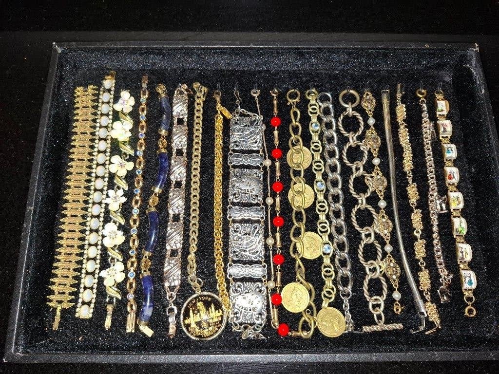 Collectie antieke/vintage armbanden, Verzenden, Overige materialen, Armband, Met edelsteen