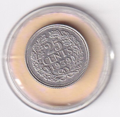 25 Cent 1939 Zeer Fraai, Verzenden, Zilver, 25 cent, Koningin Wilhelmina