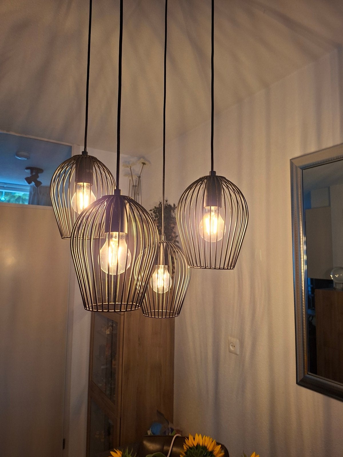 Vier lampen zonder plafond plaat, Huis en Inrichting, Lampen | Hanglampen, Ophalen of Verzenden, Zo goed als nieuw