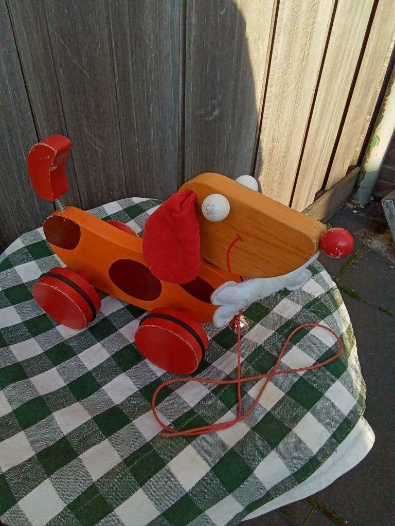 1 retro vintage trekhond teckel tekkel scratch, Ophalen, Gebruikt, Hond of Kat, Beeldje of Figuurtje