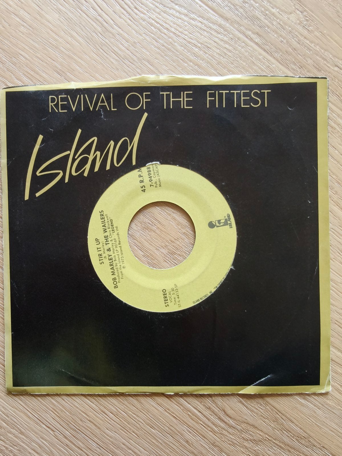 Bob Marley & The Wailers -Stir It Up / One Love (7 inch viny, Gebruikt, 7 inch, Ophalen of Verzenden, Reggae en Ska