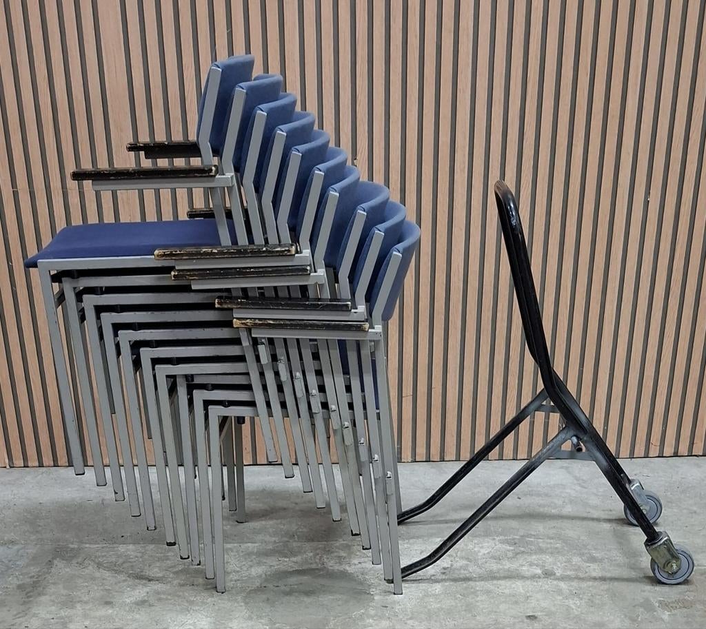 187 stuks Vintage stoelen kantine horeca bistro cafe zaal, Blauw, Ophalen of Verzenden, Zo goed als nieuw, Stof