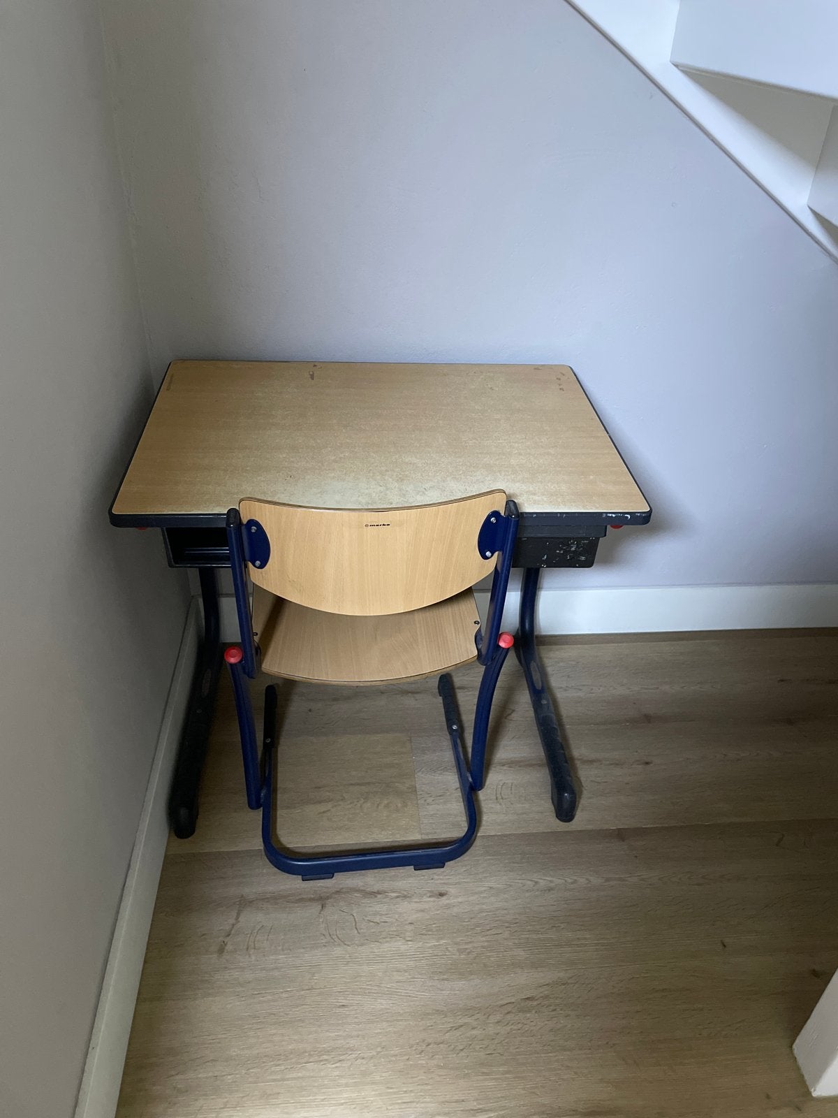 Vintage schooltafel met stoel, Ophalen, Gebruikt