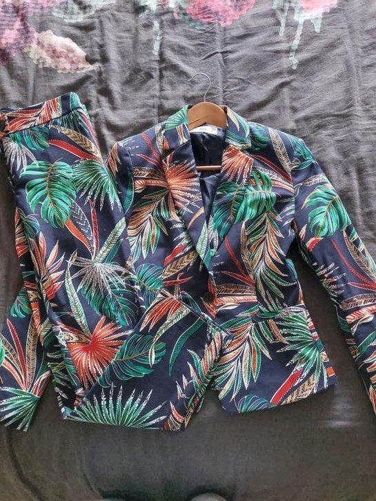 Mango broekpak met tropische print - Maat 36/40, Ophalen of Verzenden, Zo goed als nieuw, Maat 36 (S), Lang
