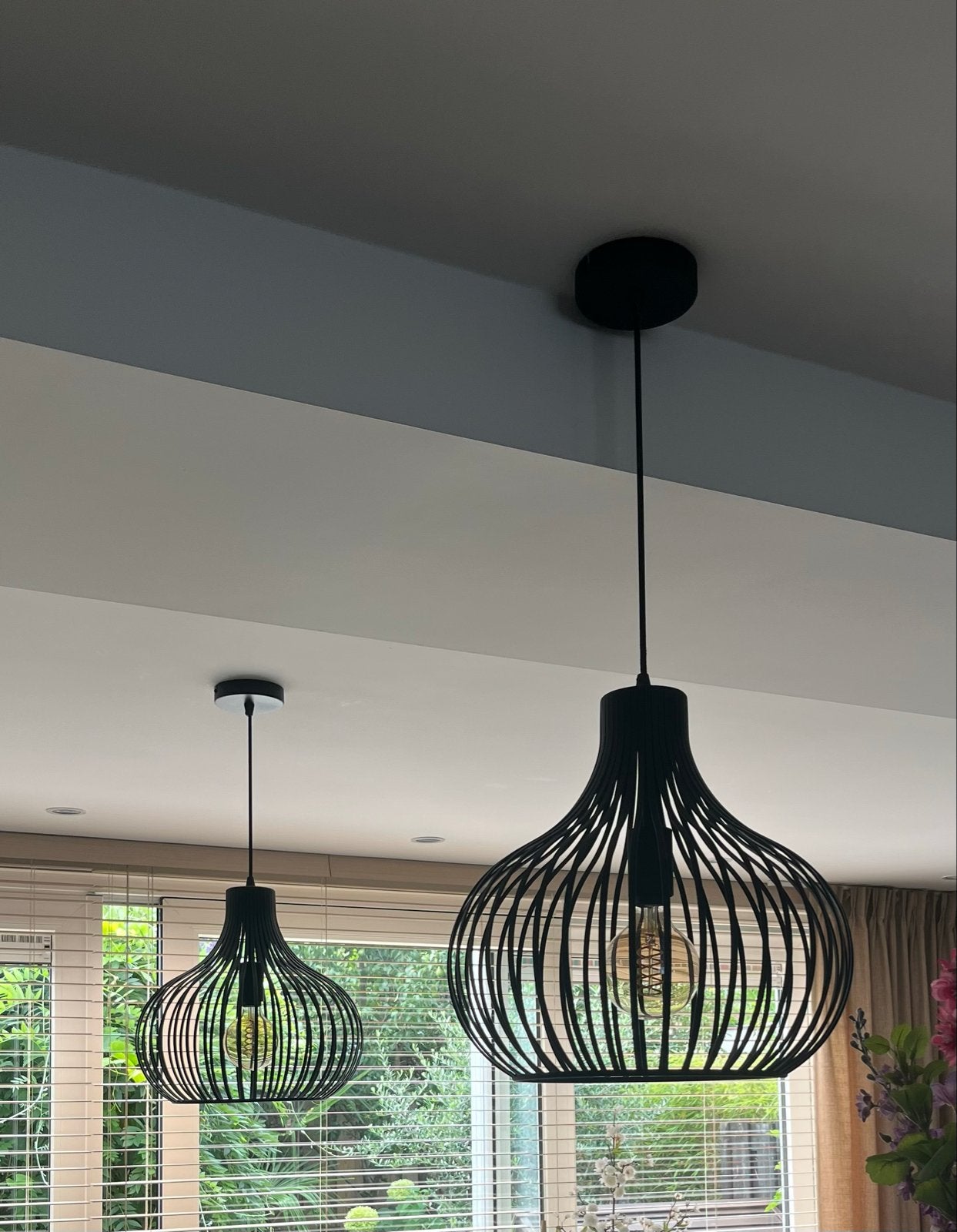 Set van 2 zwarte draadlampen - model Freelight Aglio, Ophalen, E27 (groot), Zo goed als nieuw, Industrieel, hotel chique