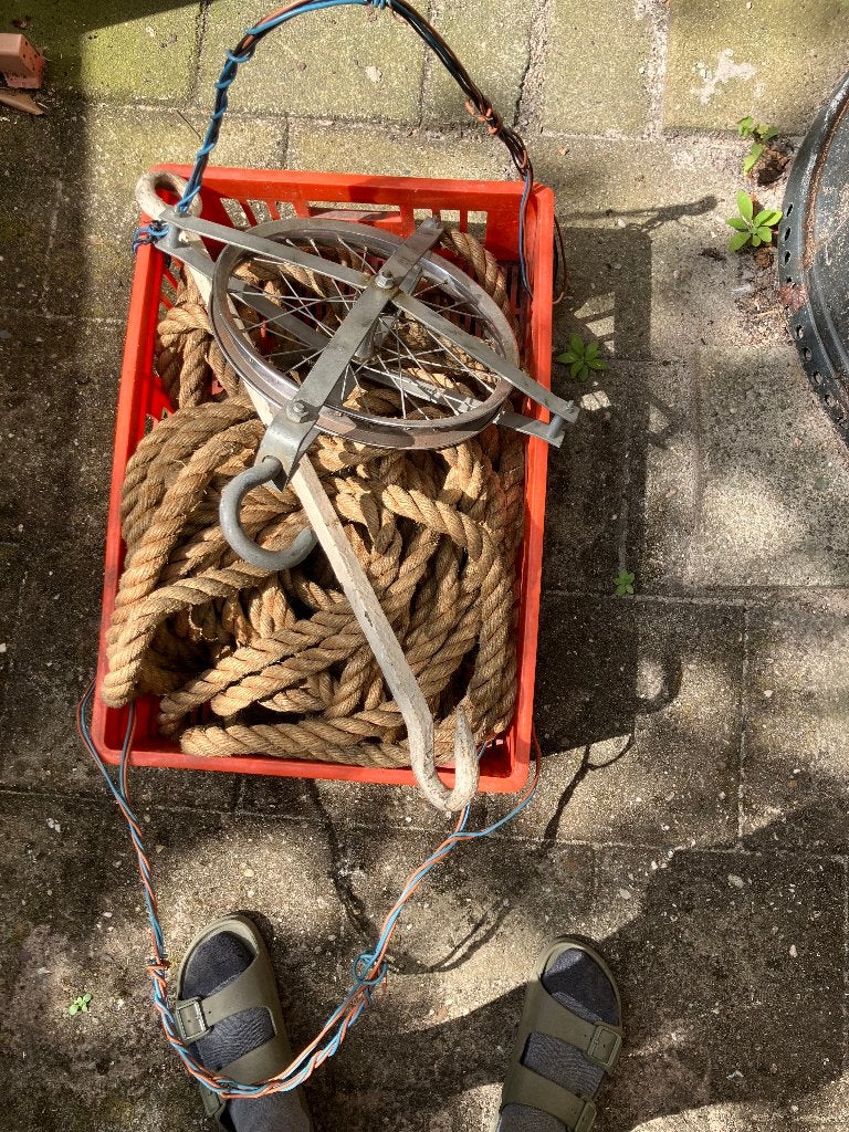 hijstouw extra lang met katrol en verlengstang, Ophalen, Gebruikt