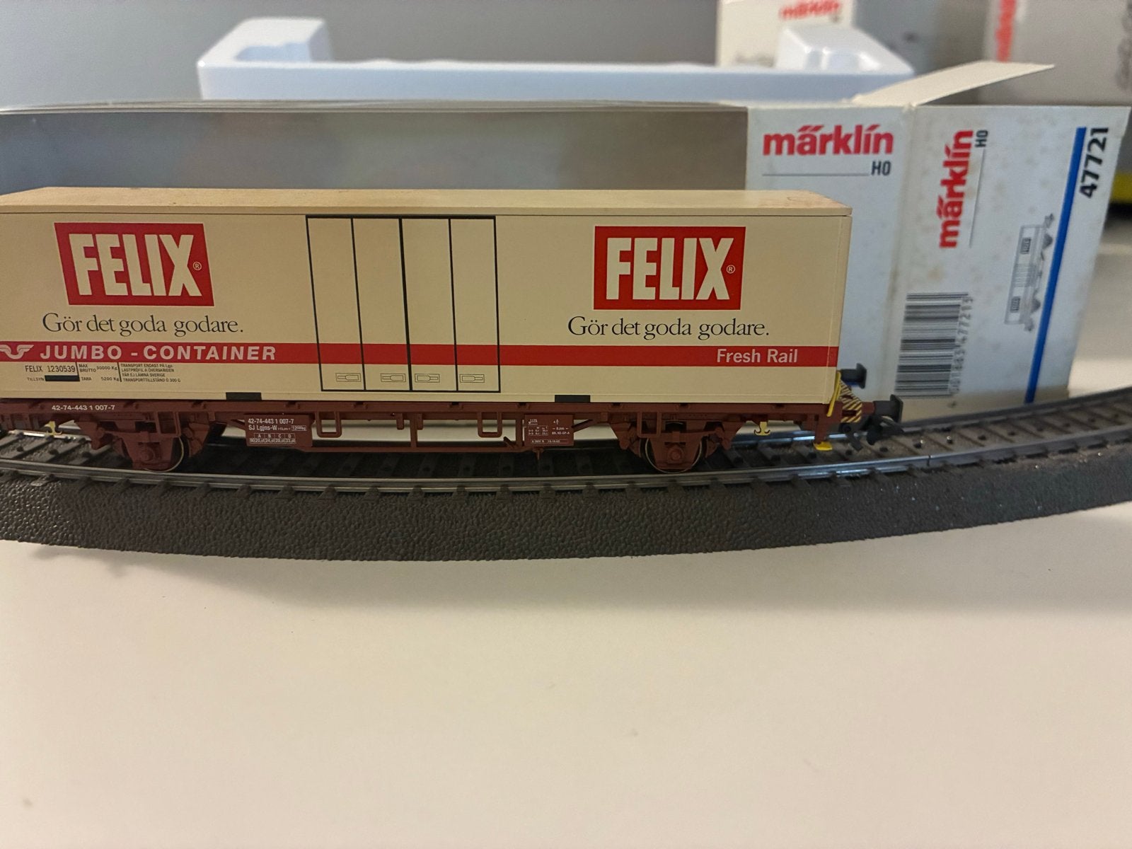 Märklin H0 47721 Felix Jumbo-Containerwagon, Wisselstroom, Gebruikt, Wagon, Ophalen of Verzenden