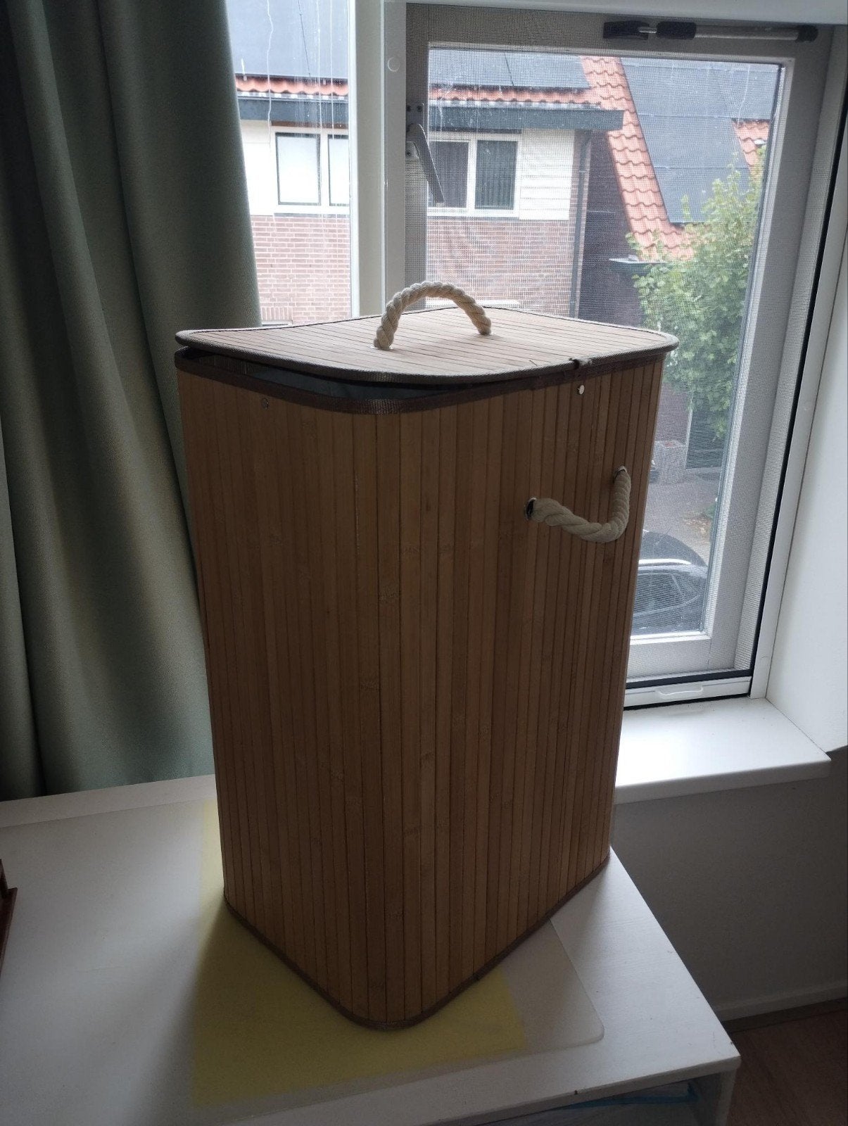 Wasmand bamboe, Ophalen, Zo goed als nieuw, Bruin, Wasmand