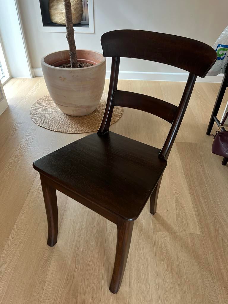 Vier stoelen notenhout look, Ophalen, Gebruikt, Bruin, Vier