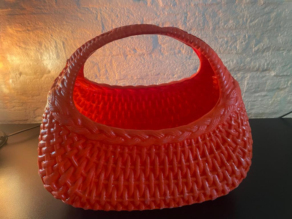 Vintage oranje plastic mandje - Retro tasje, Verzamelen, Ophalen of Verzenden, Overige typen