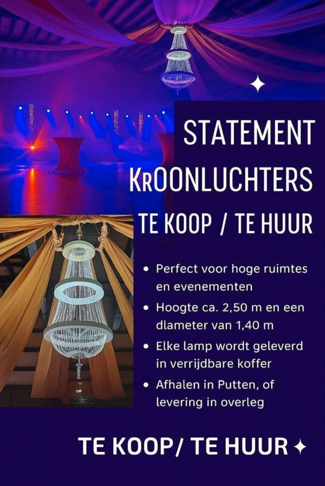Unieke Statement Kroonluchters (2 stuks) - 2,5m Hoog