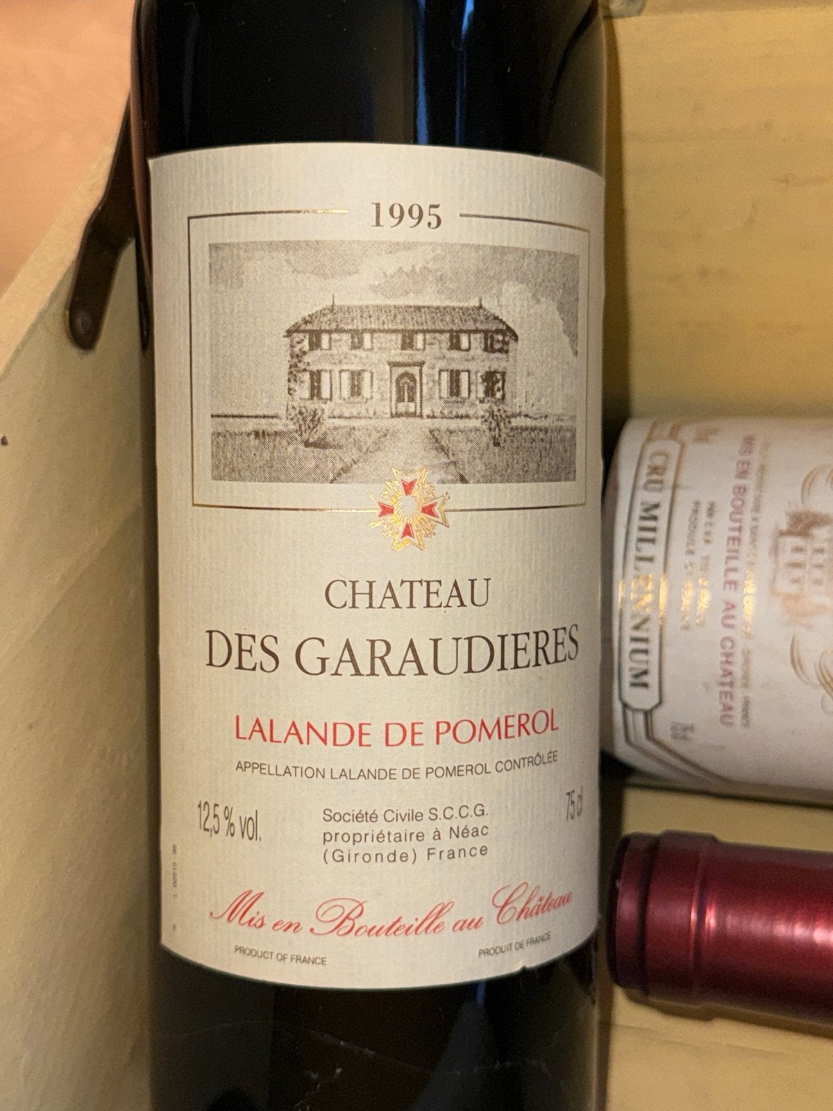 Château des Garaudières Lalande de Pomerol 1995, Gebruikt, Frankrijk, Ophalen of Verzenden, Rode wijn