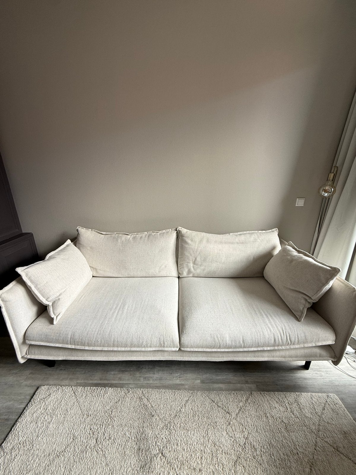 Karwei 3-zitsbank, crème/beige, Huis en Inrichting, Banken | Bankstellen, Ophalen, Gebruikt, 100 tot 125 cm, Driepersoons