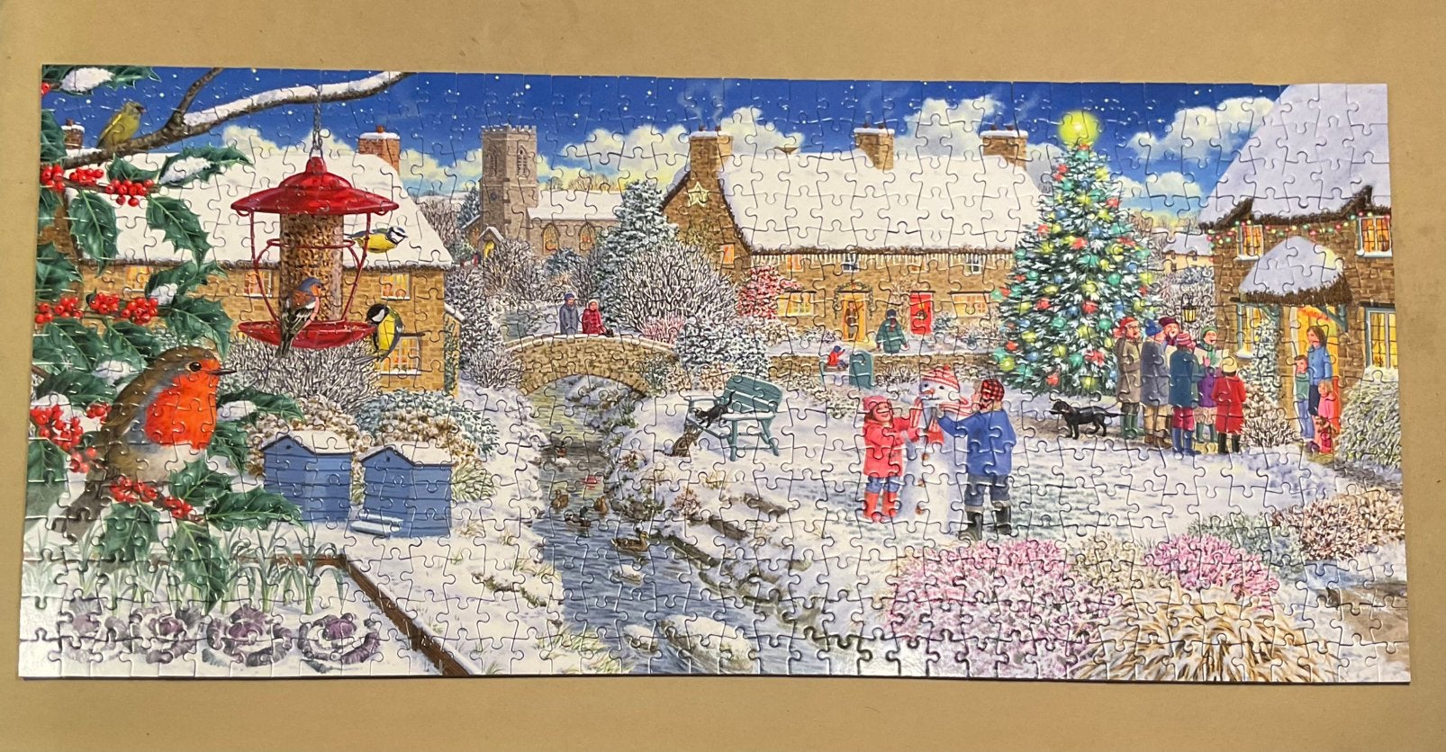 Gibsons Robin’s Watch 636 stukjes kerstpuzzel kerst, Ophalen of Verzenden, 500 t/m 1500 stukjes, Zo goed als nieuw