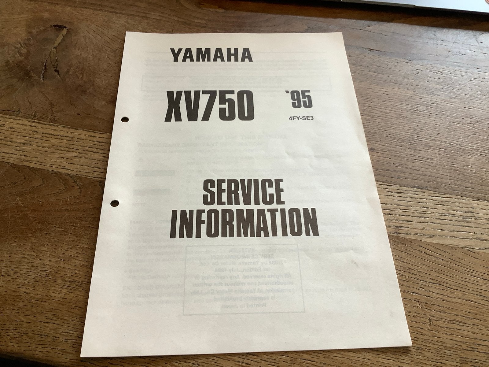 Yamaha XV750 '95 Service Informatie Handleiding. (227), Verzenden, Yamaha