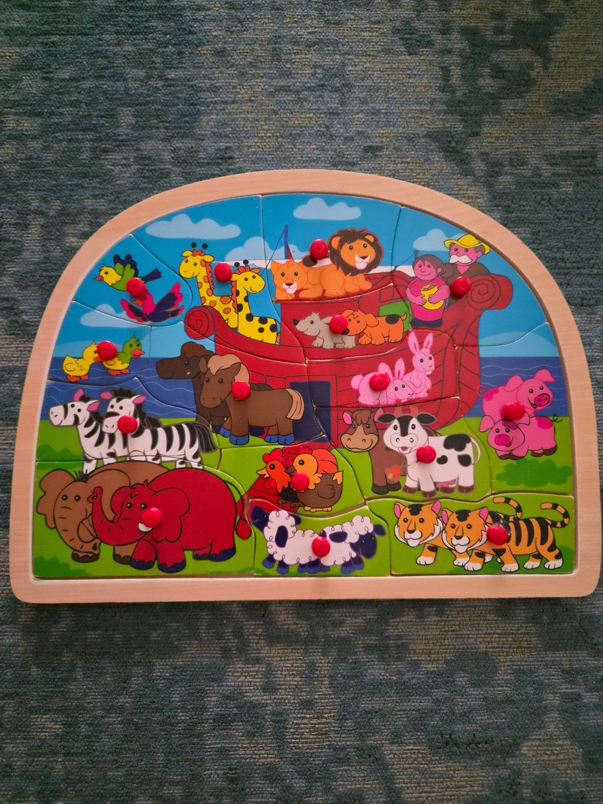 Houten Dieren Puzzel Ark van Noach - Educatief Speelgoed, Ophalen, 2 tot 4 jaar, 10 tot 50 stukjes, Zo goed als nieuw