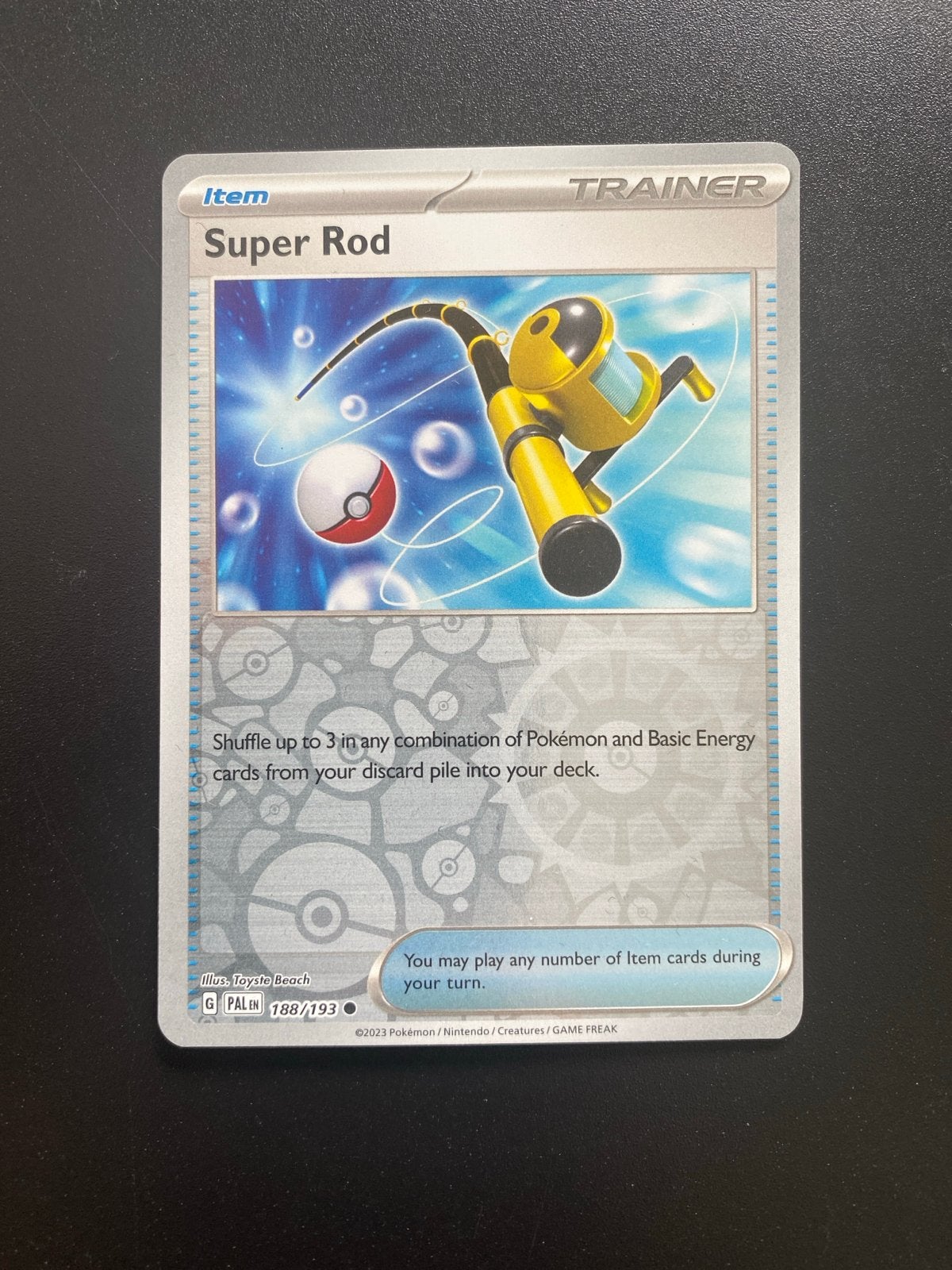 Super Rod 188/193 Reverse Holo Pokémon Paldea Evolved, Ophalen of Verzenden, Zo goed als nieuw, Losse kaart, Foil