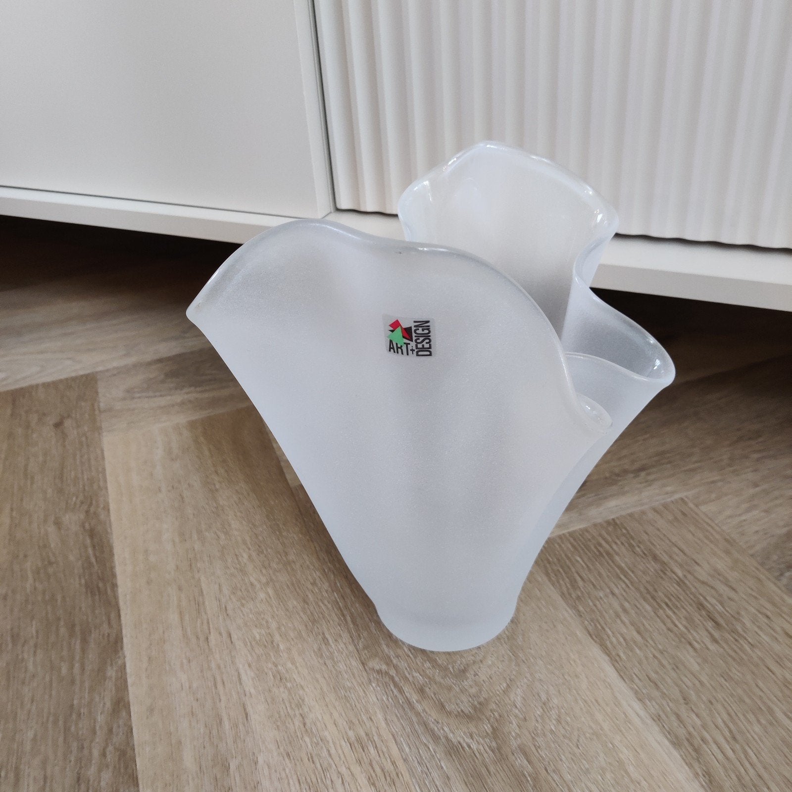 Witte glazen vaas - Art Design, Ophalen of Verzenden