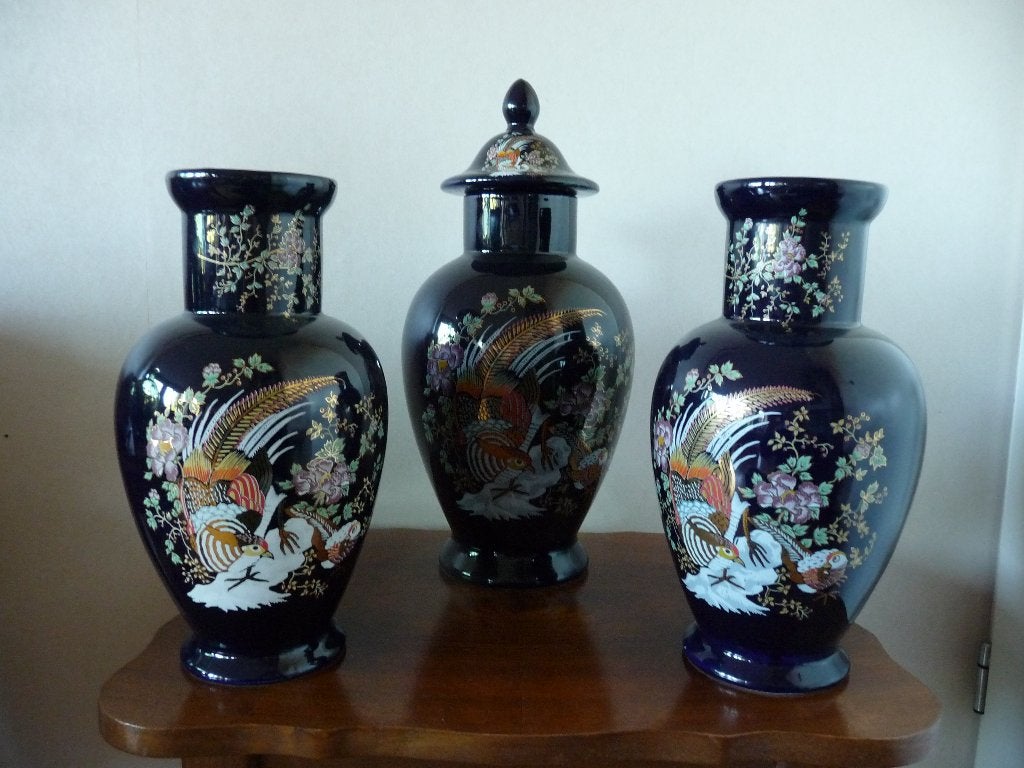3 fraaie Chinese Blauwe vazen. Kaststel. Chinees., Huis en Inrichting, Woonaccessoires | Vazen, Ophalen of Verzenden, Gebruikt