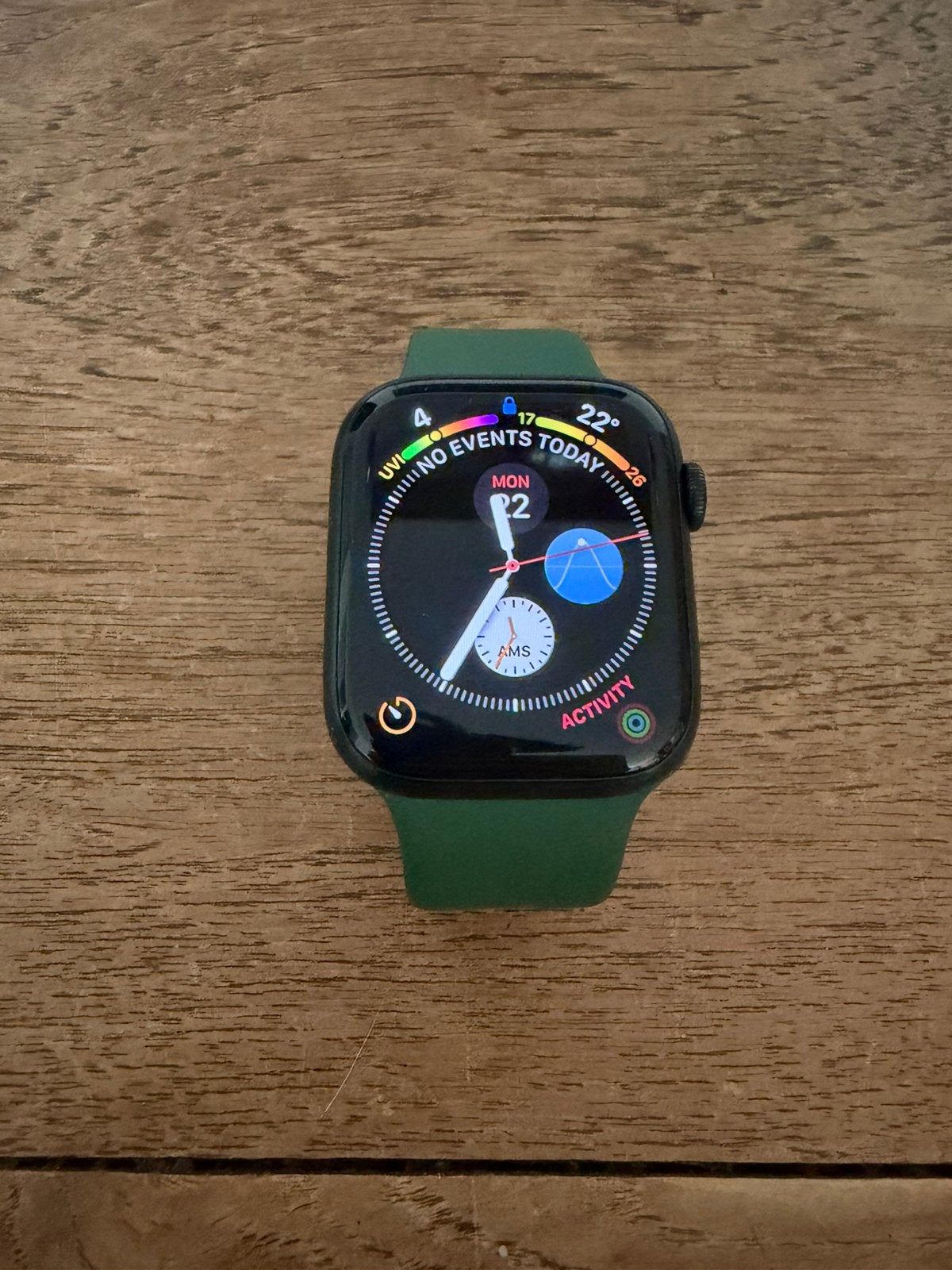 Apple Watch Series 7 (GPS) Groen 45mm + Leather/Sport Bands, Ophalen, Gebruikt, IOS, Waterdicht