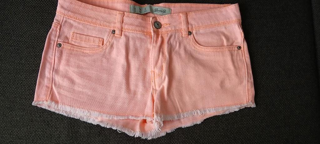 Oranje korte spijkerbroek, maat 34, Denim Co, Kort, Oranje, Ophalen of Verzenden, Zo goed als nieuw