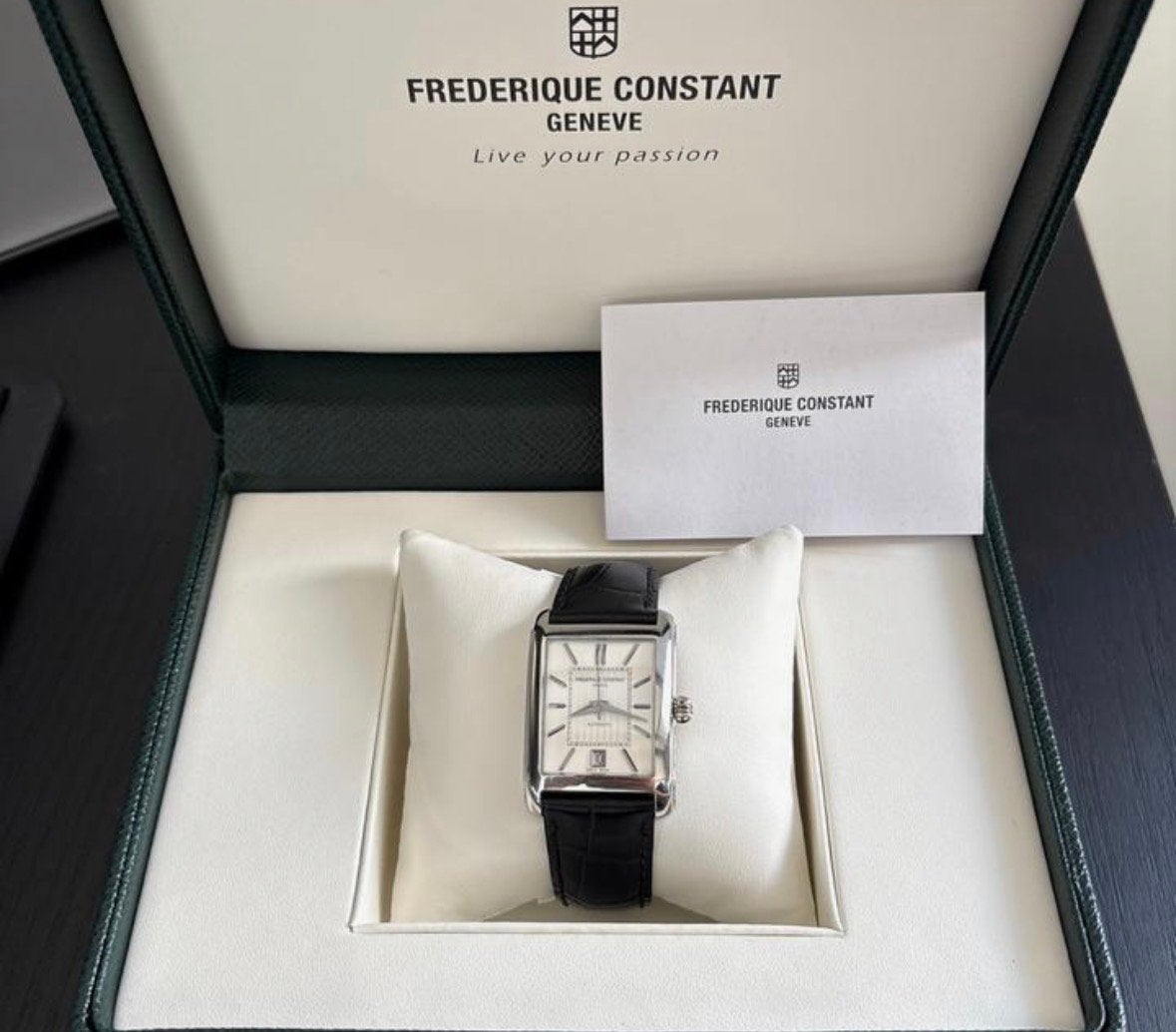 Frederique Constant Classics Carree, Overige merken, Leer, Staal, Polshorloge