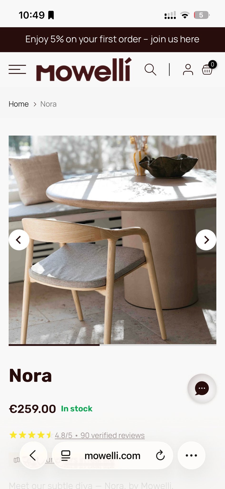 Twee Mowelli Nora stoelen, licht eiken, Huis en Inrichting, Stoelen, Zo goed als nieuw, Twee, Hout, Overige kleuren, Ophalen