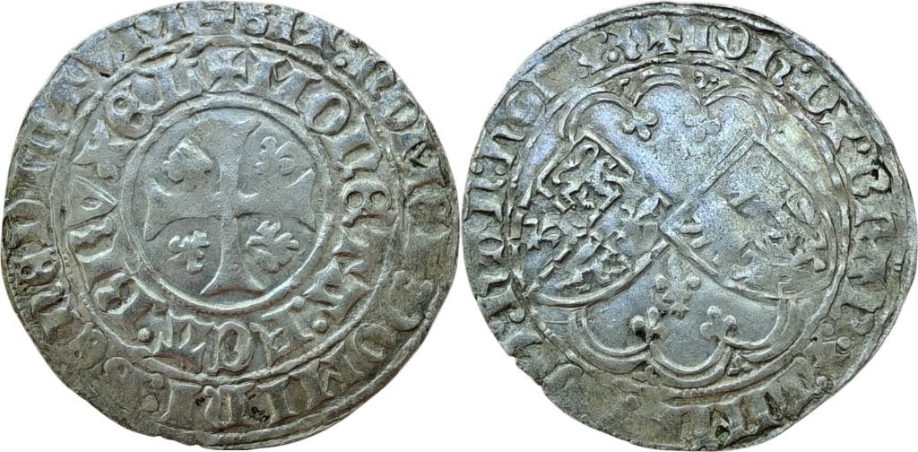 Groot drielander 1420 tot 1421, Brabant (Jan IV), Postzegels en Munten, Verzenden, Zilver, Losse munt, Zilver