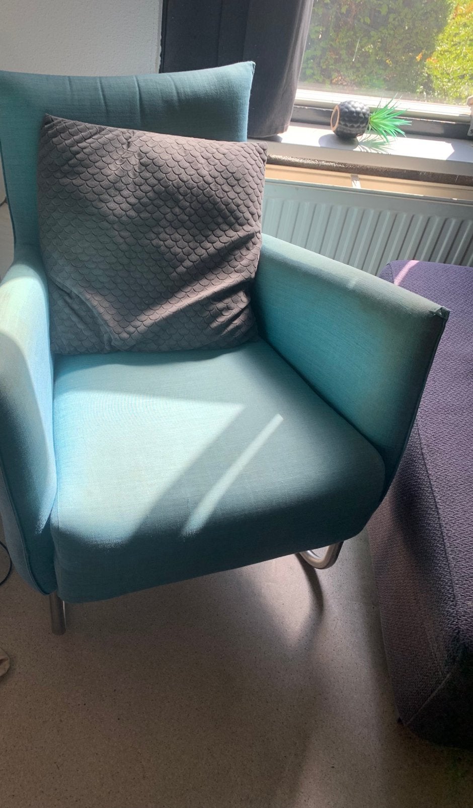Blauwe hangstoel, Ophalen, Gebruikt, 75 tot 100 cm, Stof