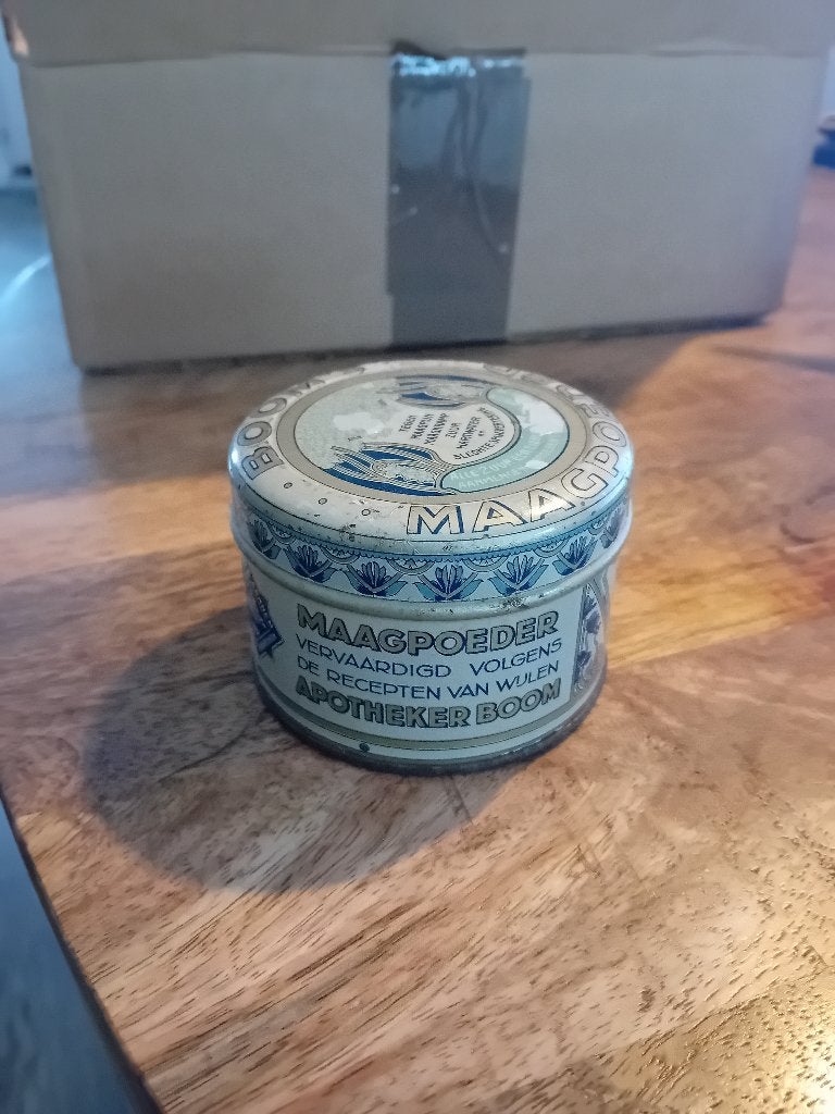 Vintage Maagpoeder blikje Apotheker Boom, Ophalen of Verzenden, Gebruikt, Overige, Overige merken