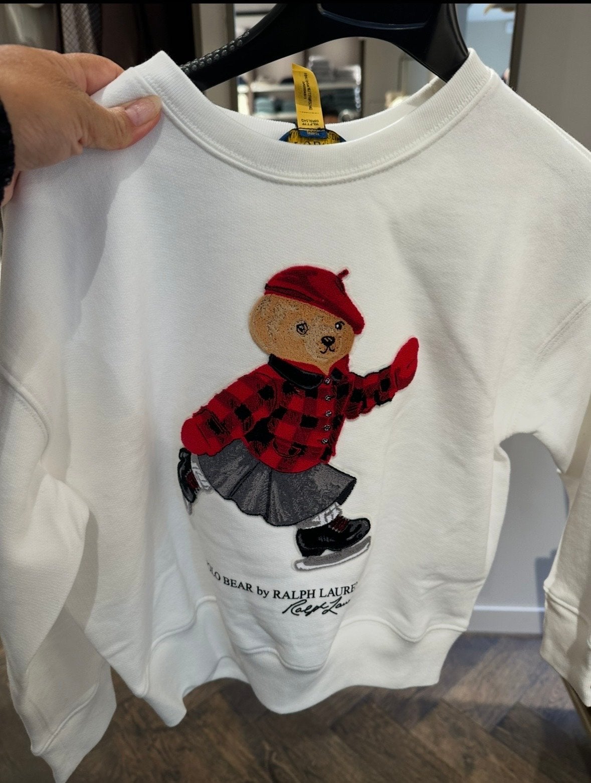 Ralph Lauren trui met Polo Bear, maat 8-10, Ophalen of Verzenden, Gedragen, Wit