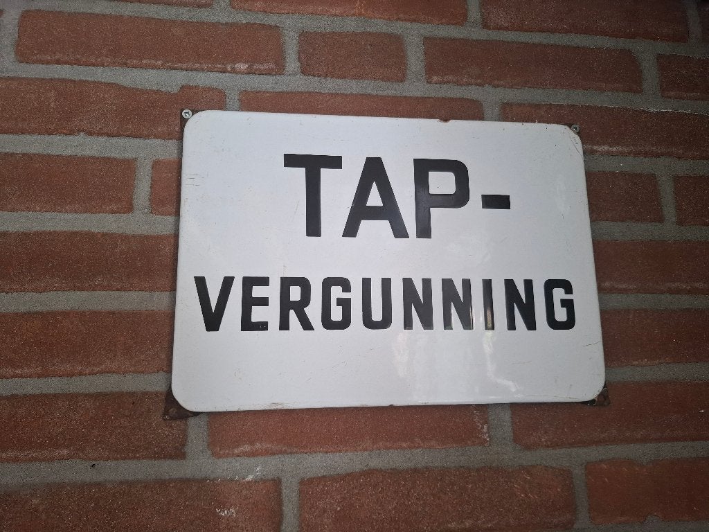 Tap vergunning Emaille bord, Verzamelen, Ophalen of Verzenden, Gebruikt, Reclamebord