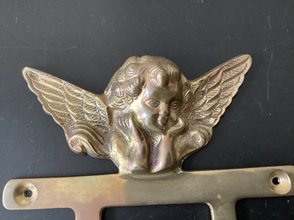 Vintage Messing Kapstok Wandkapstok Engel Cherubijn Putto, Wandkapstok, Ophalen of Verzenden, Zo goed als nieuw, Minder dan 100 cm