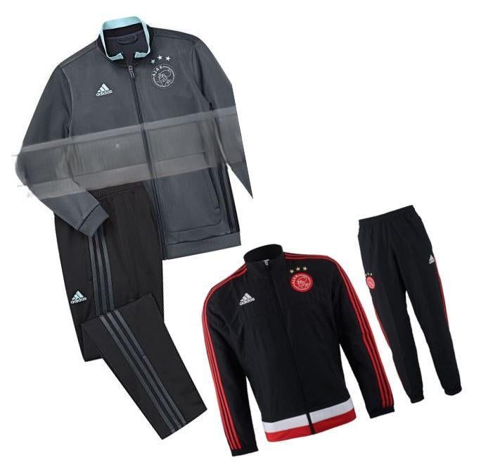 Ajax Trainingspak x1 grijs/zwart - x1 rood/zwart (maat 152), Sport en Fitness, Voetbal, Zo goed als nieuw, Trainingspak, Maat XS of kleiner