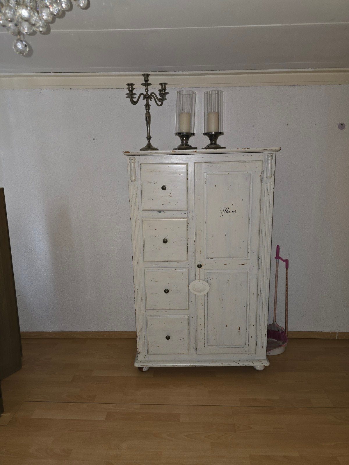 Vintage witte kast met lades en deuren, Ophalen, Gebruikt, Met lade(s), Vintage, Landelijk, Brocante