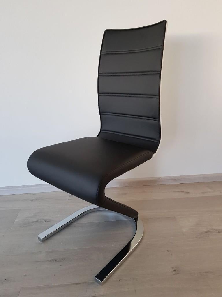 Luxe design eetkamerstoelen Zwart/ Hoogglans wit NIEUW OP=OP, Huis en Inrichting, Stoelen, Zwart, Nieuw, Ophalen of Verzenden