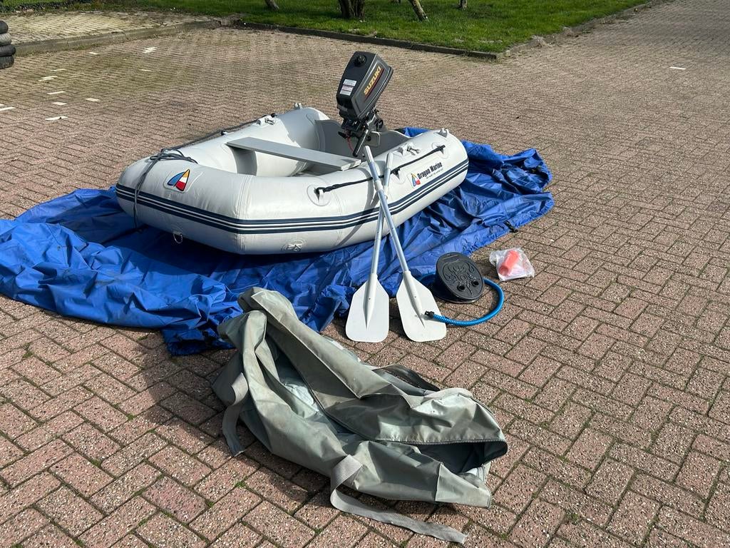 Dragon Marine rubberboot met Suzuki buitenboordmotor, Watersport en Boten, Rubberboten, Gebruikt, Hout, Benzine, Minder dan 70 pk