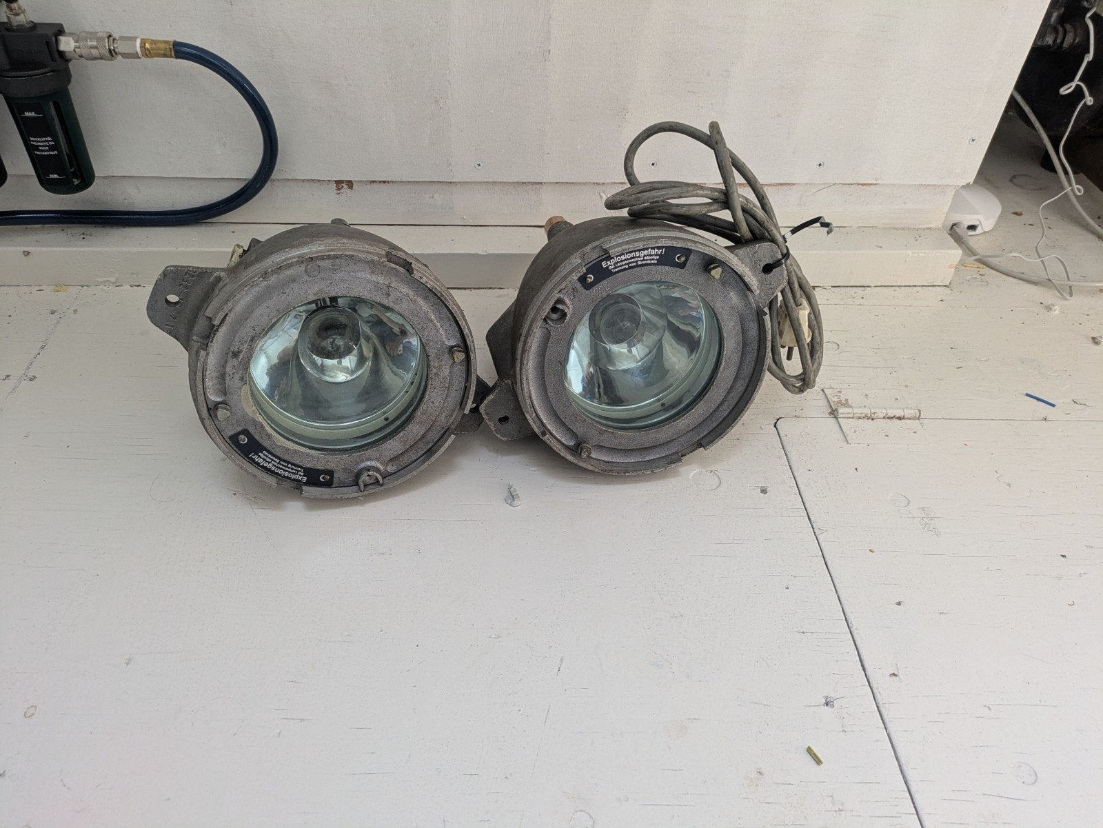 Vintage Scheepslampen / Schijnwerpers gasdicht (set van 2), Ophalen of Verzenden, Gebruikt, Motor en Techniek