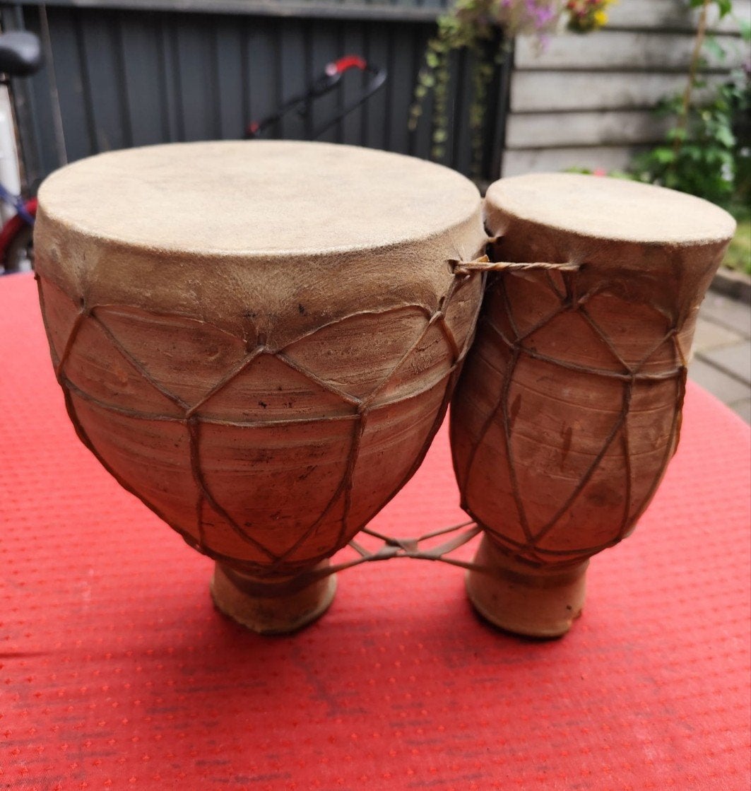 Bongo set - Handgemaakte percussie instrumenten, Muziek en Instrumenten, Percussie, Ophalen of Verzenden, Gebruikt, Trommel