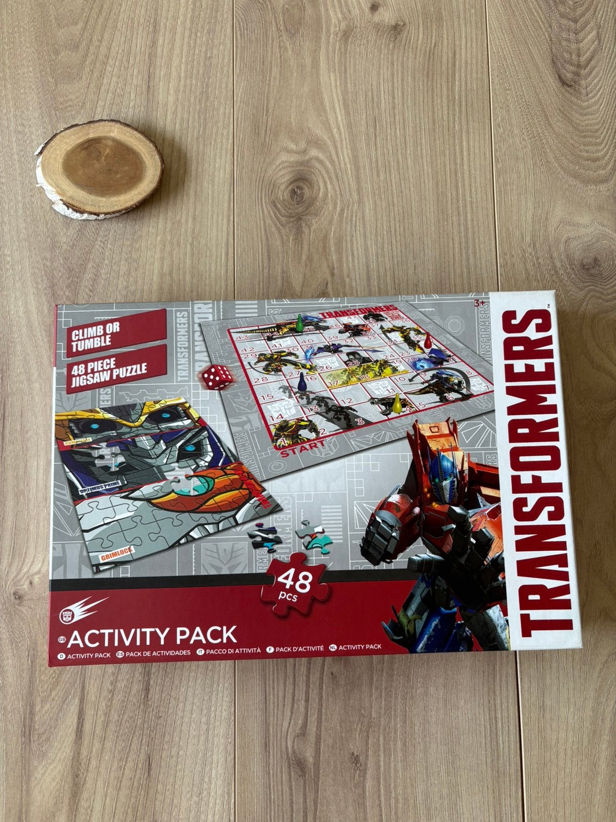 Transformers puzzel 48 stuks + climb or tumble spel, Verzamelen, G1, Ophalen of Verzenden, Zo goed als nieuw, Overige rassen