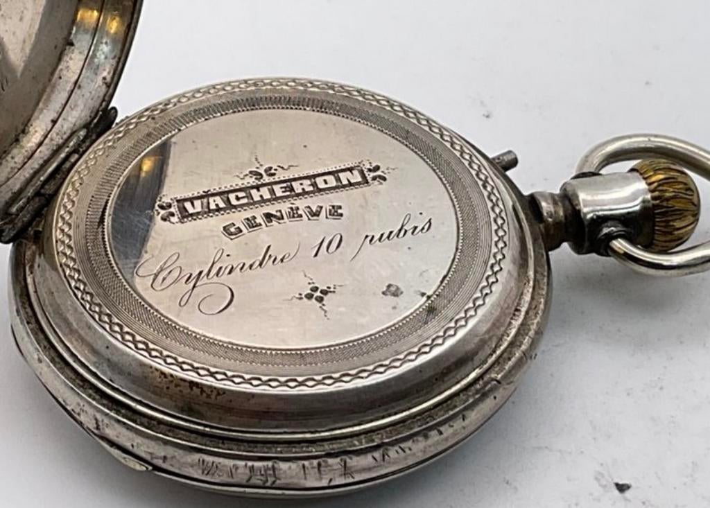 Zilveren Vacheron Genève zakhorloge ca. 1880, Ophalen of Verzenden, Zilver, Overige merken, 1900 tot 1930