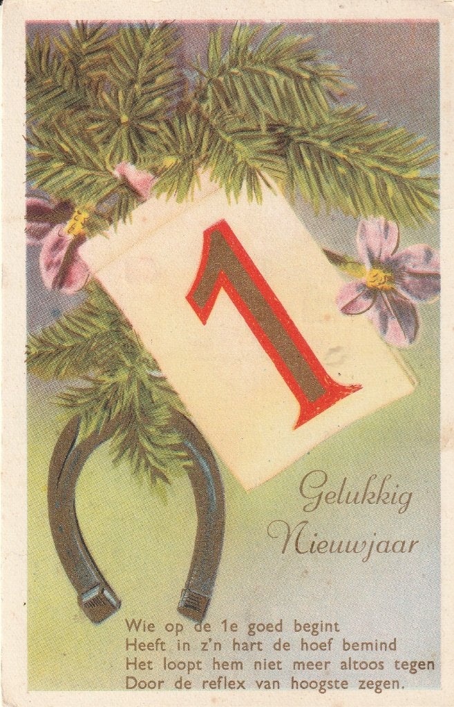 Gelukkig Nieuwjaar 1954, Ophalen of Verzenden, 1940 tot 1960, Gelopen, Feest(dag)