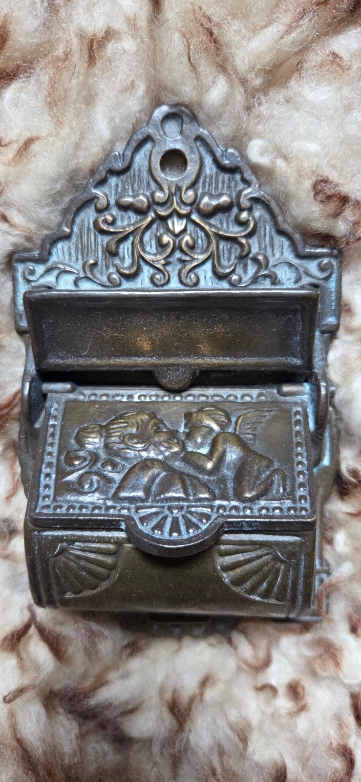 Klassieke bronzen luciferhouder / wand, Ophalen of Verzenden