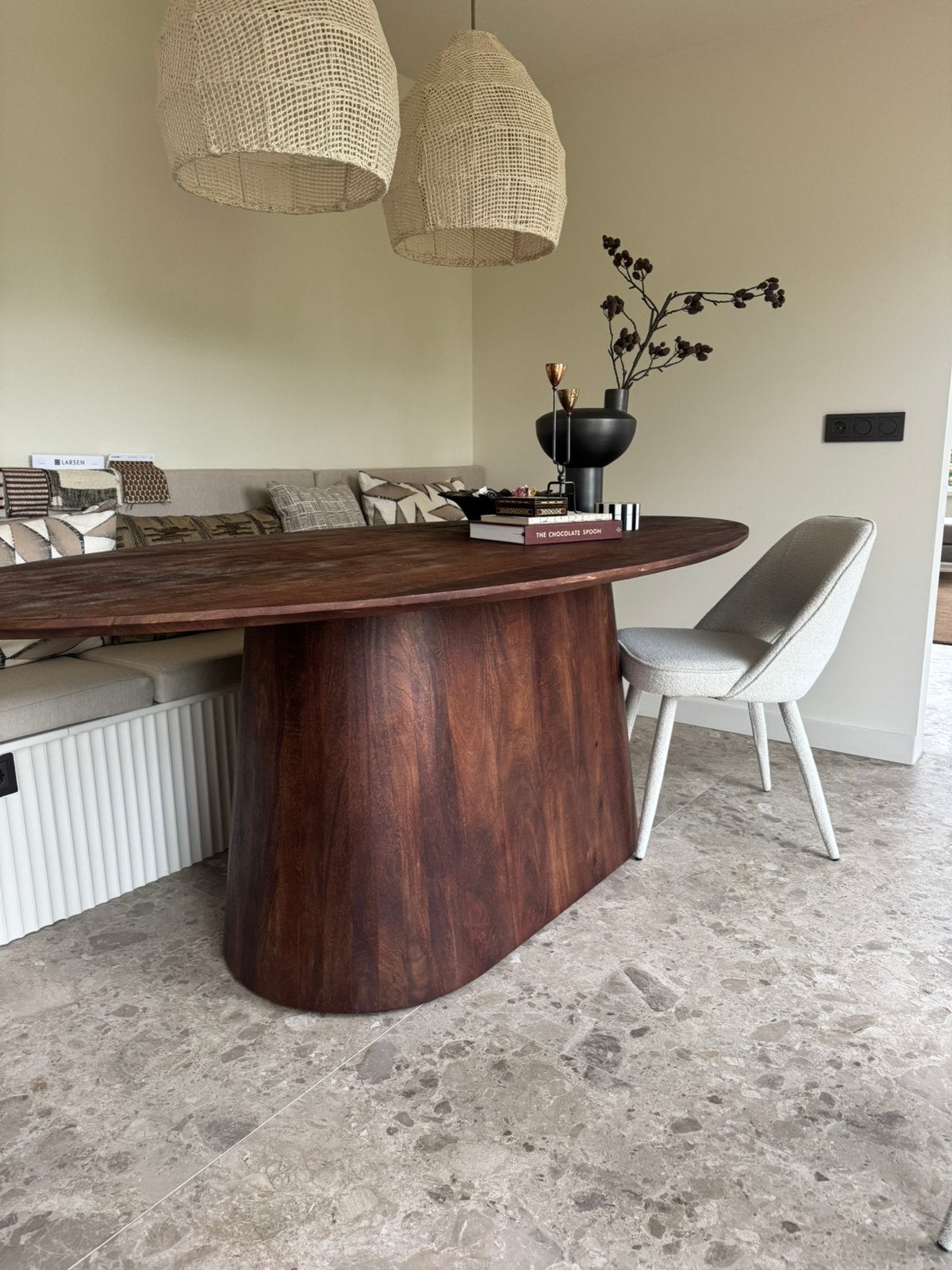 Ovale eettafel mangohout, Huis en Inrichting, Tafels | Eettafels, Ophalen, Japandi, 100 tot 150 cm, 200 cm of meer