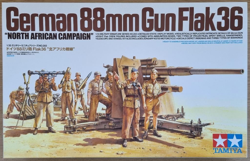 Tamiya #35283 1:35 WWII German 88mm Gun Flak 36 North Africa, Hobby en Vrije tijd, Modelbouw | Auto's en Voertuigen, 1:32 tot 1:50