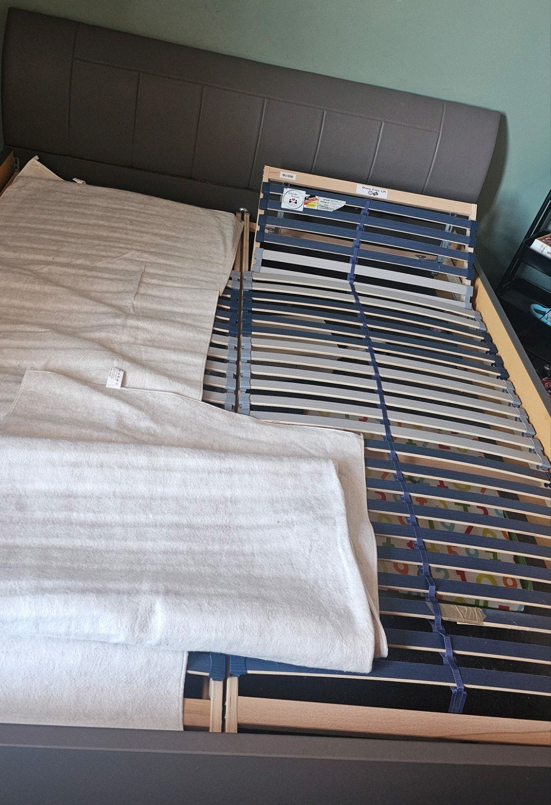 Bedframe beterbed 180 cm met lattenbodems t.e.a.b., Ophalen, Overige materialen, Bruin, Tweepersoons