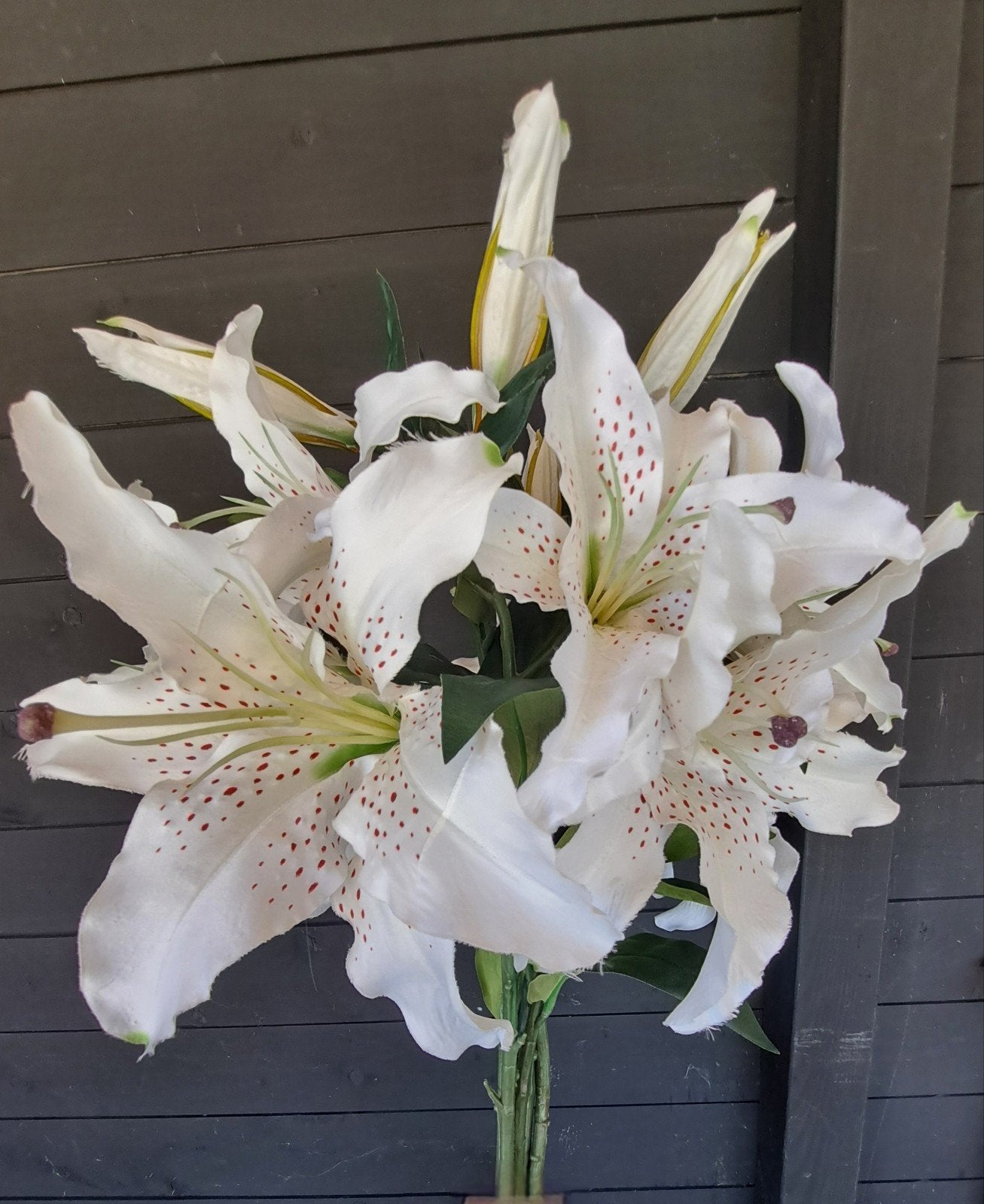 Prachtige Zijden Lelies (Wit met Roze Spikkels) | Per Stuk, Huis en Inrichting, Binnen, 75 cm, Kunstbloem, Zijde